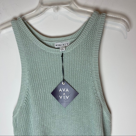 Ava & Viv Light Green Sleeveless Knit Sweater - Picture 3 of 10
